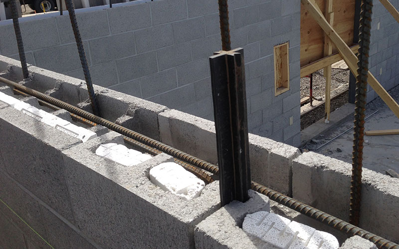 cinderblocks during a building construction