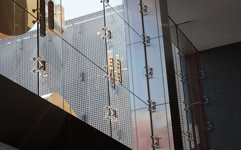 glass window panes held together with metal pieces