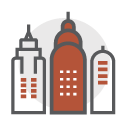 icons of skyscraper buildings